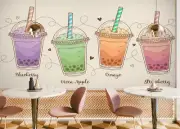 3D Pearl Tea G132 Bubble Tea Milk Tea Shop Wallpaper Wall Murals Self-adhesive