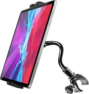 woleyi Gooseneck Spin Bike Tablet Mount, Elliptical Treadmill Tablet Holder, Indoor Peloton Stationary Exercise Bicycle Handlebar Clamp for iPad Pro Air Mini, Galaxy Tabs, Kindle, E-Book, 4-13" Device
