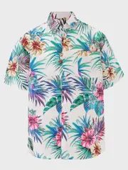 Kids Pacifica Hawaiian Shirt White Tropicla