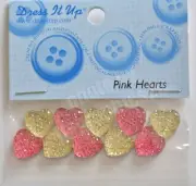 Pink Hearts / 1/2" Valentine Heart Shaped Craft Embellishments / FLAT BACK