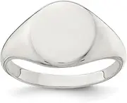 [JewelryWeb] 925 Sterling Silver Polished Solid Back Signet Ring Size 11 Band Style-Ring for Women