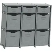 9 Cube Closet Organizers, Includes All Storage Cube 9 Cube with Handles Grey