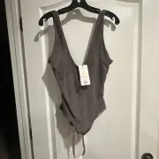 NWT House of CB London Suede Grey Bodysuit Size M