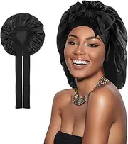 Silk Bonnet Sleep Cap, Silk Bonnet Sleep Cap, Silk Satin Hair Cap for Night, Sleep Cap Hair Protect Cap Silk Hood for Sleeping (1 Light Powder)