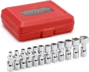 12PCS 1/4" Drive Universal Joint Socket Set 6 Point Metric Universal Flex Sock