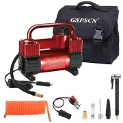 GSPSCN Red Tire Inflator Heavy Duty Double Cylinders, Portable Metal DC 12V A...