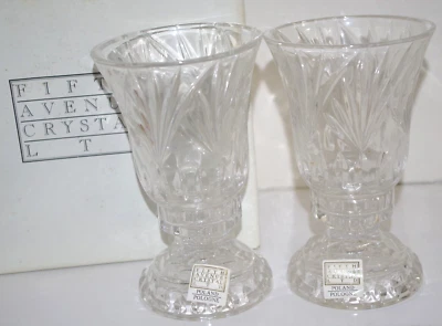 HS NIB Pair 7" Crystal Fifth Avenue Silhouette Fairy Lamps Candle Holders 1999