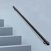 Handrails for Indoor Outdoor Steps, Wall-Mounted Stair Railing Staircase Banister Black Metal Wrought Iron Rails Dalvanized Round Pipe Handle Anti-Slip Grab Rails Safety Support Rod(20ft/600cm)
