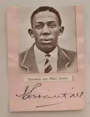 SIR LEARIE LORD CONSTANTINE WEST INDIES CRICKET SIGNED AUTOGRAPH BOOK CUT 1930s