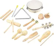 [OKJHFD] Kids Musical Instruments, 10 PCS Set Musical Percussion Instruments Wooden Stainless Steel Toddler Musical Instruments for Baby and Unisex Children