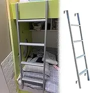 Hanging Bunk Ladder, Camping Ladder with Adjustable Hook for Dormitory Loft Load-Bearing 150kg/330lbs(Silver,4-Steps-130cm)