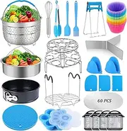 [Sugaroom] Instant Pot Accessories Set - 100 Pcs, 6 Qt, Stainless Steel, Includes Steamer Baskets, Springform Pan, Egg Rack, Egg Bites Mold & More