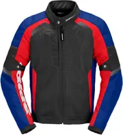 Spidi Tek Net Motorcycle Jacket, black-red-blue, Size 2XL for Men Black Red Blue