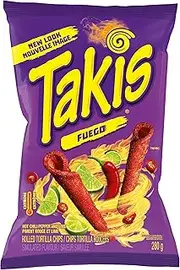 Takis Fuego Spicy Chili Pepper and Lime Rolled Tortilla Chips Loaded with Fiery Tangy Flavour, Crunchy Corn Snack, 280 Grams