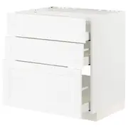 METOD / MAXIMERA base cab f hob/3 fronts/3 drawers, white Enköping/white wood effect, 80x60x80 cm