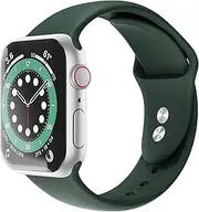 Sinjimoru Silicone Apple Watch Band, Compatible with Apple Watch 38mm, 40mm, 41mm, 42mm, 44mm, 45mm, 49mm, for Men with Large Wrists, Dark Green