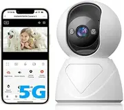 GUOANVISION Indoor Pan/Tilt Security Camera, 5G WiFi Home Cameras for Baby Monitor/Pet Camera, Auto-Focus and Zoom, Motion Detection, 2-Way Audio, Siren, Night Vision, Cloud & SD Card Storage