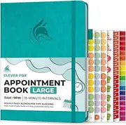 Clever Fox Appointment Book – Hourly Schedule Planner with 15-Minute Increments – Time Box Planner for Daily Work & To-Dos – Weekly & Monthly Spreads, Undated, Hardcover, 8.3x11″ (Turquoise)