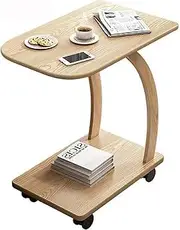 Bed Tables Overbed Tables On Wheels, Laptop Table Double Storage Space Computer Desk Wooden Sofa End Table Hospital Nursing Table for Reading Eating