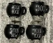 RAE DUNN HALLOWEEN 4 MUG SET HOCUS POCUS WITCHES BREW BOO CAULDRONS BRAND NEW