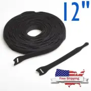 6 Packs 12" Durable High Quality Thin Ties Cable Cord Organizer Hook & Loop US