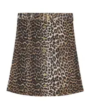 Ganni Leopard Printed Strapless Denim Top EU42 leopard color