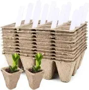 Seed Starter Tray Peat Pots Kit Biodegradable Germination Seedling Trays 120Cell