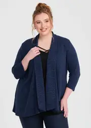 [Taking Shape] Taking Shape Metallic Swing Cardigan Size 16 in Navy - Plus Size Women's Cardigans Navy
