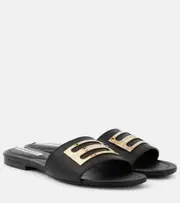 [Victoria Beckham] Victoria Beckham Logo leather slides AU 7 black