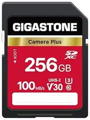 Gigastone 256GB SD Card, Camera Plus, V30 SDXC Memory Card High Speed UHD Video Compatible with Canon Nikon Sony Pentax Kodak Olympus Panasonic Digital Camera, with 1 Mini case