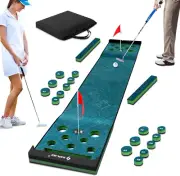 Golf Pong Putting Game Set, 20 in X 10 Ft Putting Green Mat for Indoor and Outdo