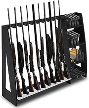 Lineshading Wooden Gun Rack with Holder, Indoor Floor Standing Gun Rack, Gun Display Rack Storage Rack for Home or Garage Gun Storage, Holds 10 Long Guns and 8 Short Guns