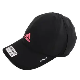 adidas 粉紅LOGO CLIMALITE材質女款排汗透氣休閒帽(黑)