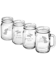 Susquehanna Glass Happy Dog Assortment Handled Drinking Jar Set of 4