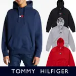 【TOMMY HILFIGER】TOMMY 經典寬版貼布LOGO厚磅刷毛圖案連帽T恤 上衣-多色組合(平輸品)