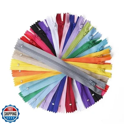 FmyZwh Nylon Zippers Bulk 40-pcs- 20 Assorted Colors, 25cm (9.84 ") Multicolo