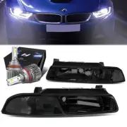 SMOKED CLEAR CORNER HEADLIGHT LAMP+SLIM LED HID KIT FOR 95-00 CHRYSLER CIRRUS (for: Chrysler)