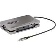 StarTech.com USB-C Multiport Adapter w/USB-C DP Alt Mode Video/4K HDMI/VGA, USB-C Dual Monitor Docking Station, Type C Mini Dock