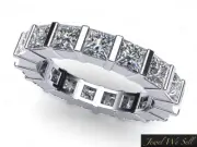 3.25Ct Princess Diamond Bar Set Wedding Eternity Band Ring 10k White Gold GH I1