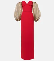 [Safiyaa] Safiyaa Auriel off-shoulder crêpe gown AU 14 red