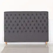 Bed Head Double Size French Provincial Headboard Upholsterd Fabric Charcoal