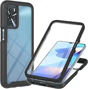 Oppo A16S / A16 / A54S Case Built-in Screen Protector, 360 Full Body Protective Cover Anti-Scratch Shockproof Transparent Clear Silicone Bumper Slim Phone Case for Oppo A16S / A16 / A54S, Black