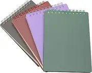 Yansanido Top Bound Spiral Notebook, 4 Pcs 4 Color A6 Size Thick Plastic Hardcover 8mm Ruled Paper 80 Sheets (160 Pages) Journal for School and Office Supplies (Dark Color)