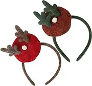 [outret] Christmas Antler Hairbands 2pcs Christmas Antler Headband Reindeer Antlers Hair Hoop Xmas Felt Hair Band Holiday Hair Accessories Photo Booth Props for Cosplay Costume Party