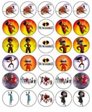The Incredibles Edible Cupcake Toppers Wafer Birthday Cake Decorations (2 Sizes)