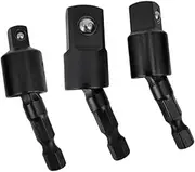 Generic 3Pcs Joint Swivel Socket Set 360° Rotatable Universal Joint Swivel Socket 1/4" 3/8" 1/2"Driver Sockets, black