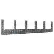 vidaXL U-shape Gabion Basket with 6 Posts Iron 620x20x150 cm HEE
