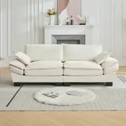 HOMFURN Modern 3 Seater Sofa, Convertible Cloud Sofa, Beige