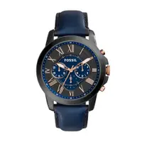 在飛比找PChome24h購物優惠-FOSSIL質感藍經典計時皮帶腕錶FS5061
