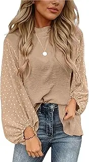 [Legou] Solid Color Long Sleeve Top Women Polka Dot Chiffon Shirt Women